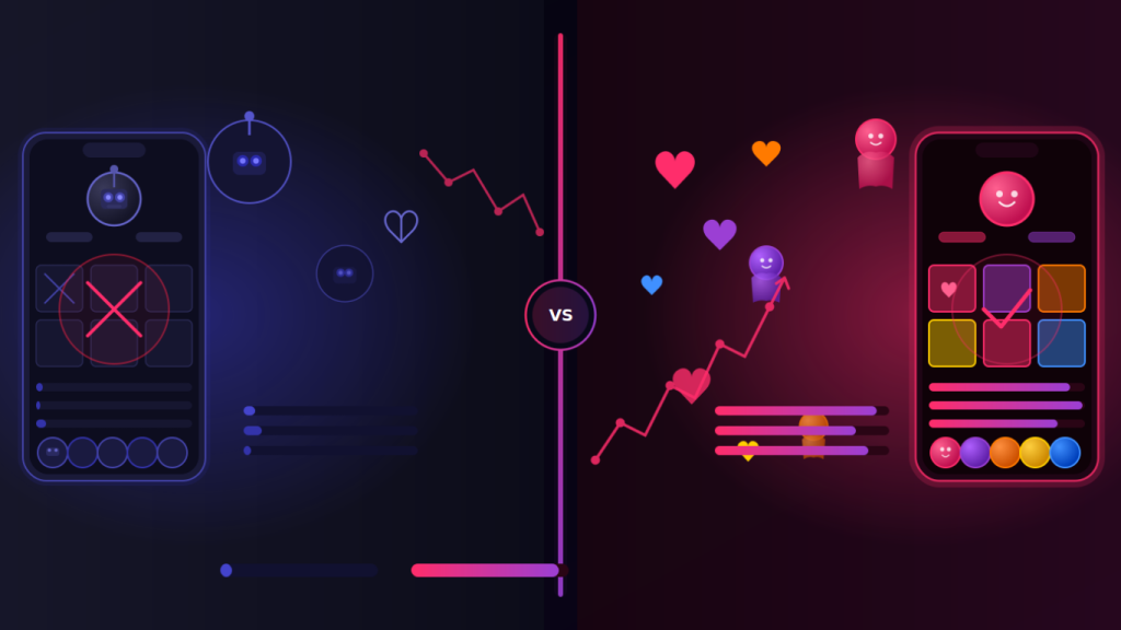 Fake vs real Instagram followers comparison showing low engagement from fake followers and high engagement growth from real audience interaction